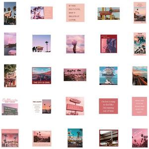 25 M05 INS Style Pink Landscape Stickers Aesthetic California Sunshine Decals Laptop Phone Scrapbook