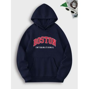Sweat à capuche tendance et minimaliste avec l'inscription "Boston" - un sweat décontracté à poches avec une coupe ample, lavable en machine, confortable pour toutes les saisons, parfait pour un usage quotidien   Design japonais   Sweat doux