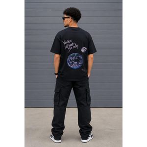 T-shirt homme noir oversize Astronaute Space Graph