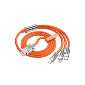 Câble de Charge Rapide 3 en 1 - 120W - 6A - Multi-Connecteurs (Type-C, Lightning, Micro USB) - Robuste en Silicone - 1.2M