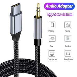 Câble audio AUX Type-C USB C vers prise jack 3,5 mm, cordon AUX, adaptateur pour haut-parleur de voiture, casque, pour Samsung Xiaomi Huawei, convertisseur Type-C