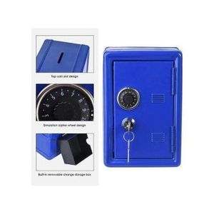 Coffre-fort métal sécurisé avec serrure à clés – Tirelire coffre à monnaie robuste pour enfants et adultes, boîte à économies compacte et résistante pour maison et bureau