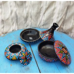 Tajine de cuisine marocain fait à la main pour induction, gaz, four -  Zwart/ Wit XL