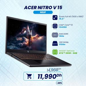 Acer Nitro V 15 NH.QUBEF.001 Intel core i5-13420H 16Go 512Go RTX 3050 Windows 11