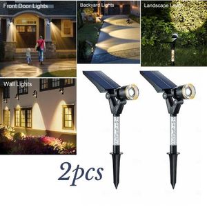 Pack de 2 Lampes Solaires LED pour Jardin – Spots Extérieurs Étanches à Éclairage Intelligent