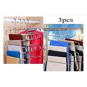 Cintres Multifonctions Gain de Place – Lot de 3 Organisateurs pour Pantalons et Vêtements