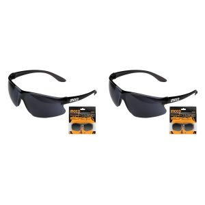 Ingco Lunettes de Sécurité - Protection Oculaire - Usage Industriel et Extérieur - Noires - Lot de 2