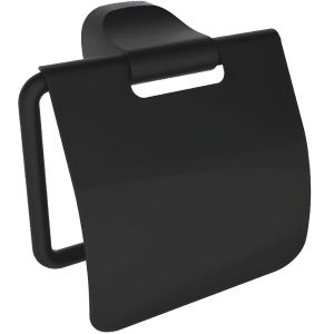 Porte Papier Toilette - Acier Inoxydable Noir - Avec Couvercle - Noir