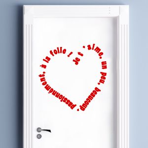 Stickers Autocollant Saint Valentin Stickers Je t'aime à la folie vinyle stick Rouge SV 01