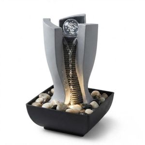 Fontaine Zen Décorative d’Intérieur – Cascade à Eau avec Boule en Cristal, Galets & Alimentation USB