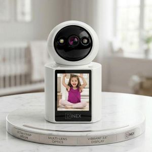 DINEX Camera de Surveillance Wi-Fi 1080p – Vision Nocturne, Rotation 350° et Détection de Mouvement