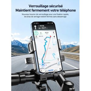 Joko Support Téléphone Moto Anti-Vibration – Rotation 360° avec Crochet Casque Intégré Fixation Stable pour Moto, Vélo & Scooter. Compatible phone 4 à 7 Pouces