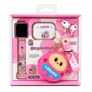 Kit Labubu TWS-K63A – Écouteurs Bluetooth + Montre + Porte-clés