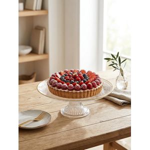 Présentoir à Gâteau de Luxe en Verre Cristallin - Bordure Dorée Élégante - Idéal pour Pâtisseries et vienoiseries-22cm/10cm 