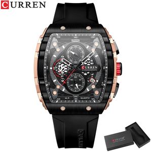 Curren Top marque hommes montres de luxe carré Quartz montre-bracelet étanche