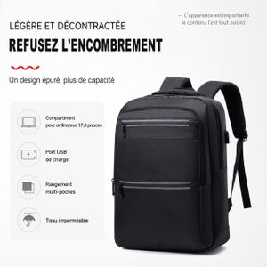 Sac à dos compact avec port USB et compartiment pour ordinateur 17 pouces