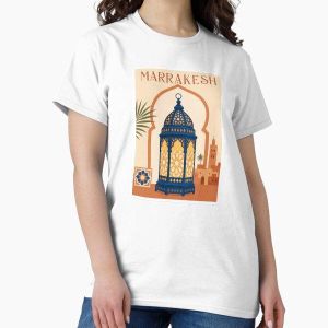 Affiche de voyage vintage de Marrakech, Maroc, avec lanterne arabe T-shirt décontracté