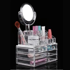 boîte de présentation de bijoux maquillage tiroirs avec Miroir