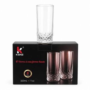 Kenz Lot de 6 Verres à Eau Design Premium