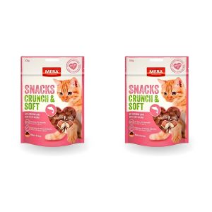 Mera Friandises pour chats - Saumon - Croquantes et moelleuses - 200g - Lot de 2