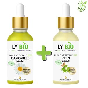 LY BIO PACK HUILE CAMOMILLE 50ML - PIPETTE + HUILE RICIN 50ML - PIPETTE