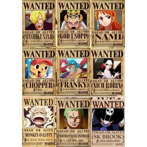 9 Poster Wanted anime manga Onee Piecee style Poster Chambre A4 avec poster cadeau 