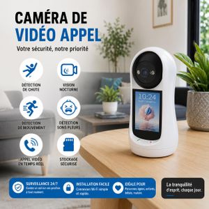 Caméra Vidéo Connectée avec Appel en Un Seul Geste – Communication Bidirectionnelle, Caméra Intérieure pour Enfants, Seniors et Surveillance de la Maison