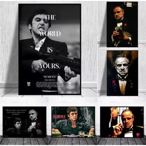6 Poster A4 films classique vintage affiches de personnages de films noirs art mural décoration chambre avec poster cadeau 