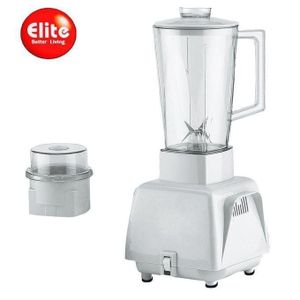 Elite Blender 2 en 1 de 550W + Bol en Plastique de 1.25 Litres + Moulin Hachoir - Mixeur avec Moulin