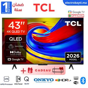 TCL 43 بوصة جوجل تي في - QLED 4K UHD - HDR10+ ، Dolby Vision - 43P7K