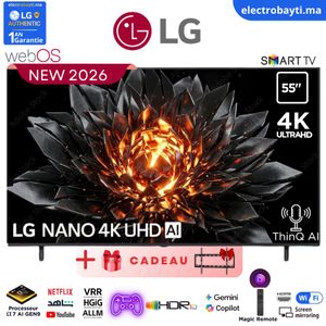 LG تلفزيون ذكي LED بحجم 50 بوصة - UHD 4K - 50NANO80A6A - NanoCell AI
