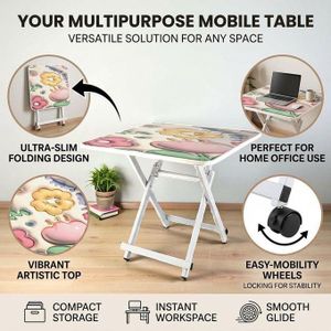 Table d'Appoint Compacte avec Plateau à Motifs Artistiques