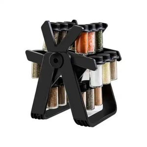 Étagère à Épices Rotative en Forme de Grande Roue  Organisateur de Cuisine Créatif avec 18 Pots en Verre pour Épices et Condiments