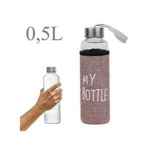 Bouteille d’Eau en Verre avec Housse Protectrice Bouteille en Verre - 500 ml