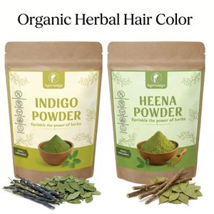 Kit de coloration capillaire au henné indigo à base de plantes  2 poudres végétales naturelles Coffret de soins capillaires ayurvédiques