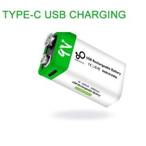 Pile 9V rechargeable USB-C : Économique et écologique, cette pile 9V se recharge via USB-C.