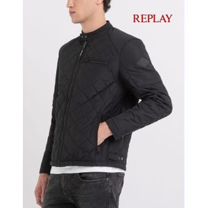 Replay جاكيت سوداء بسحاب وياقة عالية « SABER MID »