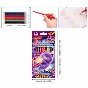 Weibo Crayons de couleur Effacable Weibo, boîte de 12