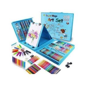 Coffret d'art et kit de dessin MSGH Super Mega avec crayons, pastels à l'huile et crayons de couleur, cadeau de luxe, 208 pièces (Super Mega Art Set (rose)
