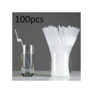 Pailles en Plastique, 100 Pièces Jetables