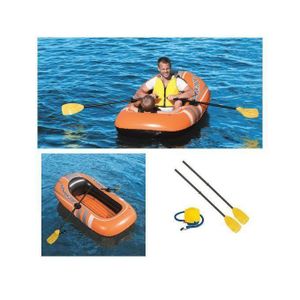 Bateau pneumatique 1,96 m équipé de rames et pompe intégrées.