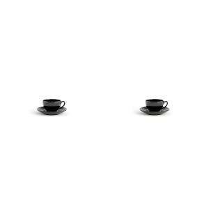 Tasse et Sous-Tasse - Céramique - Service à Café / Thé - Noir 28 X 13 X 23 Cm