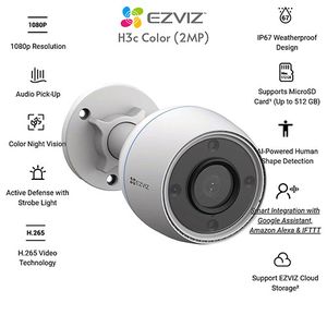 Ezviz caméra wi-fi d'extérieur c3n blanc EZVIZ Pas Cher 