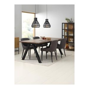 Chaise PEBRINGE - Rembourrée et Matelassée - Pour Salle à Manger ou Bureau - Design Moderne Gris/Noir
