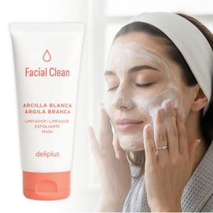 Deliplus ماسك الوجه بالطين الأبيض – تنظيف عميق، تقشير وتنقية البشرة - نعومة وإشراقة