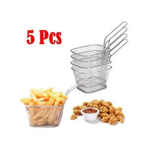 5 Paniers à Frire en Acier Inoxydable, Mini Panier pour Frites