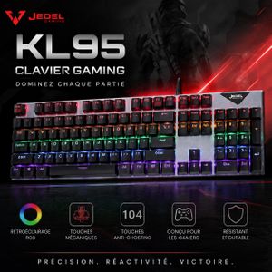 Jedel Clavier Mécanique KL-95 à lumière mixte, avec effet de lumière RGB personnalisé