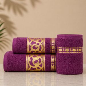 A3 HOME Pack 3 Serviette Mauresque (90x150 - 50x90 - 30x30 ) - Mauve