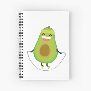Cute kawaii fitness avocado rope jumping Spiral Notebook Bloc note