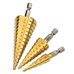 Set de 3 forets étagés HSS revêtu de titane, jeu de forets centraux, coupe-trou